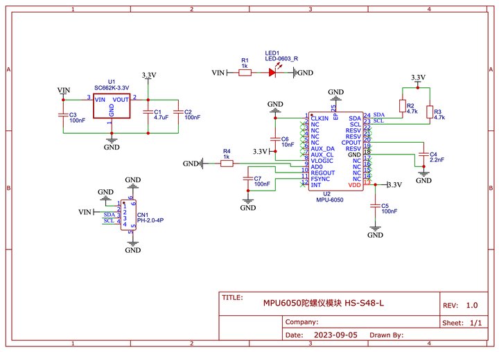 HS-S48P MPU6050陀螺仪模块