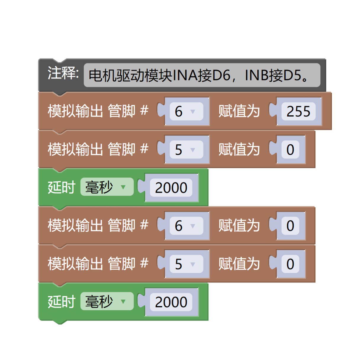 HS-F20P 300电机模块Mixly程序图 HS-F20P 300电机模块Mixly程序图